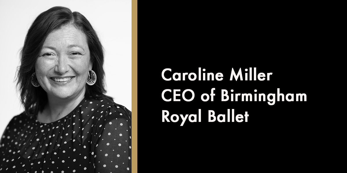 Caroline Miller smiling, wearing a polka dot blouse, against a white background.