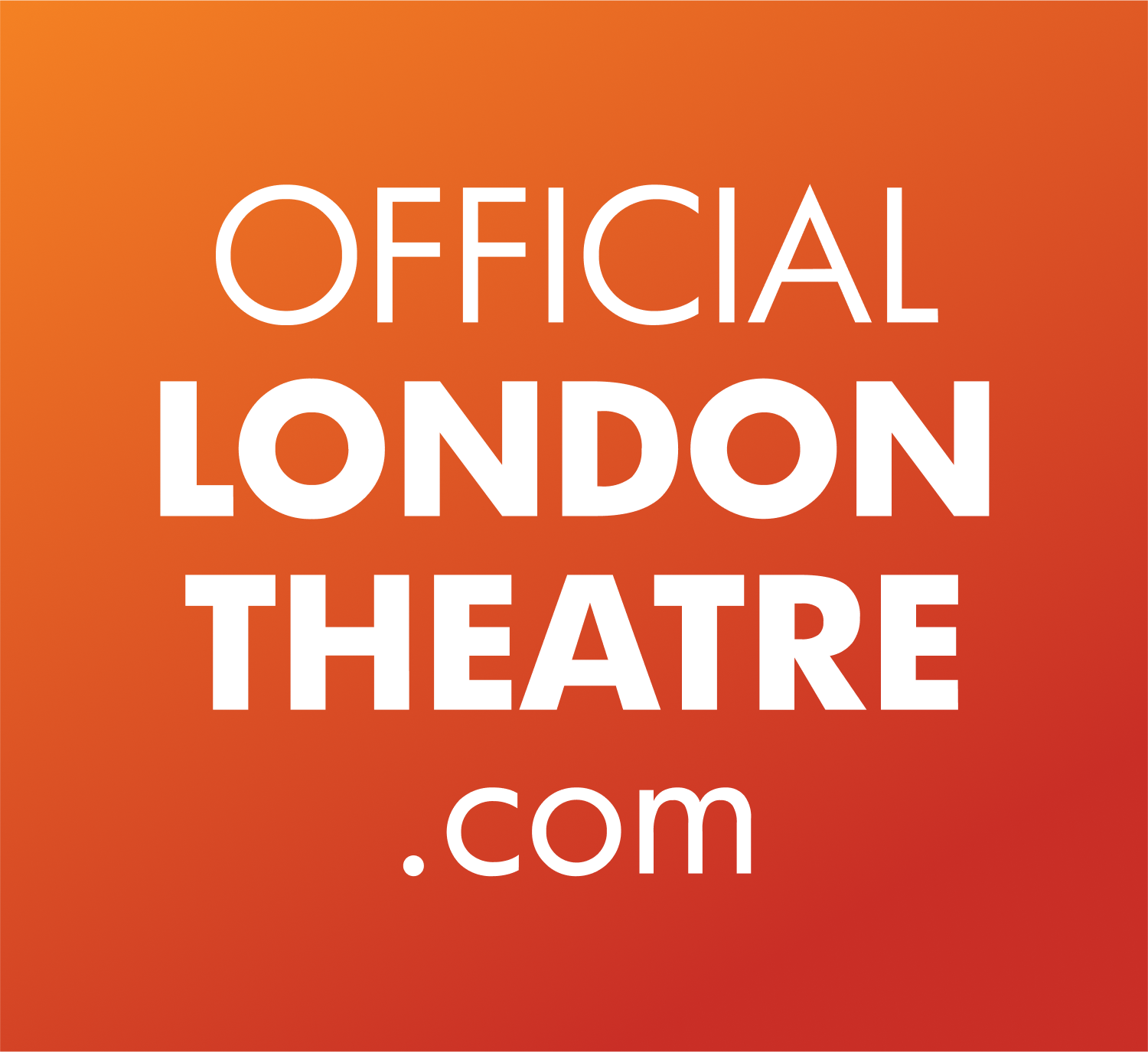 Logo for Official London Theatre featuring bold text on a white background with a subtle shadow effect.