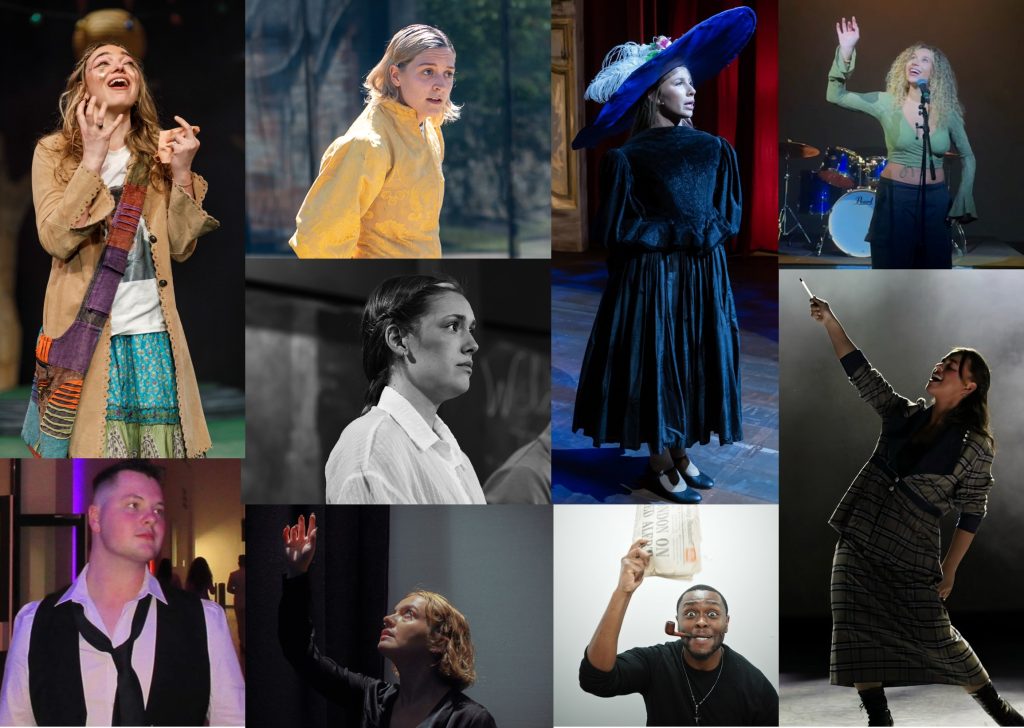 Four individuals seated together, smiling, wearing formal attire, with a blurred background of an event setting.