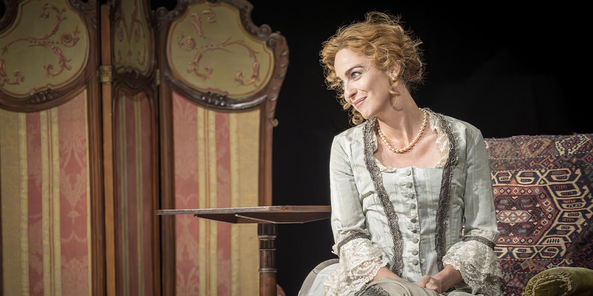 Miranda Raison portrays Ellen Terry, dressed in period costume, with a soft expression against a neutral background.