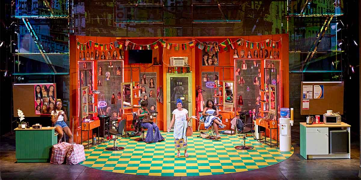 Jajas Sewa Zamba, Babirye Bukilwa, Dolapo Oni, and Jadesola Odunjo pose together at Jaja’s African Hair Braiding.