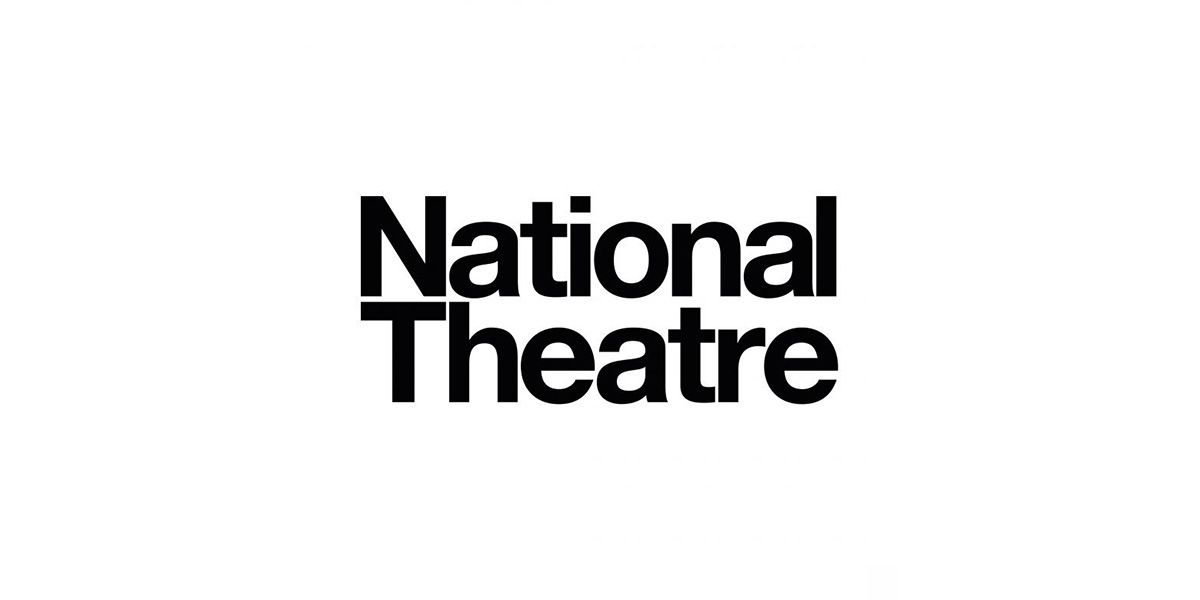 The National Theatre's exterior features modern architecture with large glass windows and a grey concrete facade.