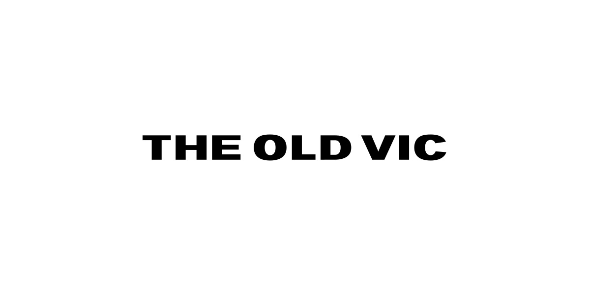 The Old Vic logo featuring a stylised theatre mask in black and white on a plain background.