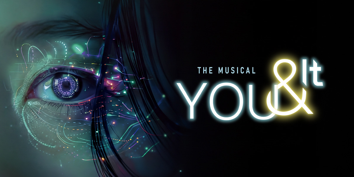 A close-up of an eye with digital patterns, accompanied by the text "The Musical You & It.